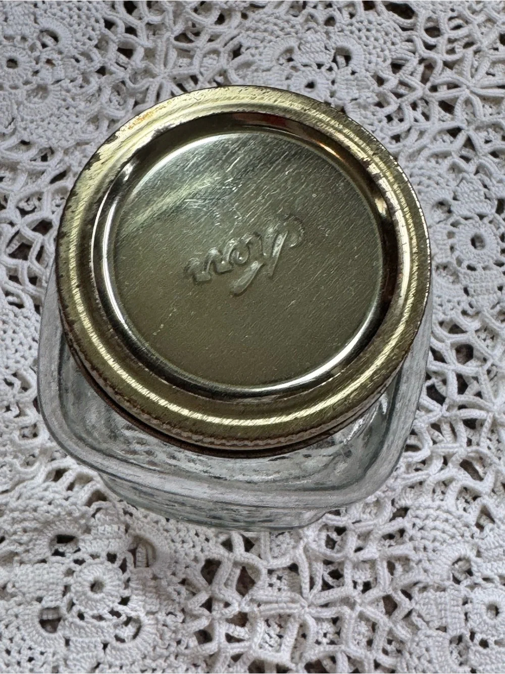 Vintage Kerr Mason Jar Embossed Fruit Design